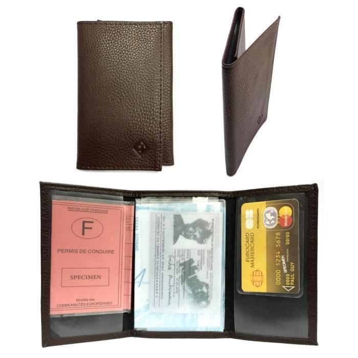 LOLUNA?� Etui carte grise, permis, identit?�, assurance - Porte papier voiture cuir grain?� souple 