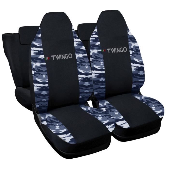 Housses De Sièges Peugeot 107 - Ensemble 2 Tons Noir Bleu, Protection Et Style Italien