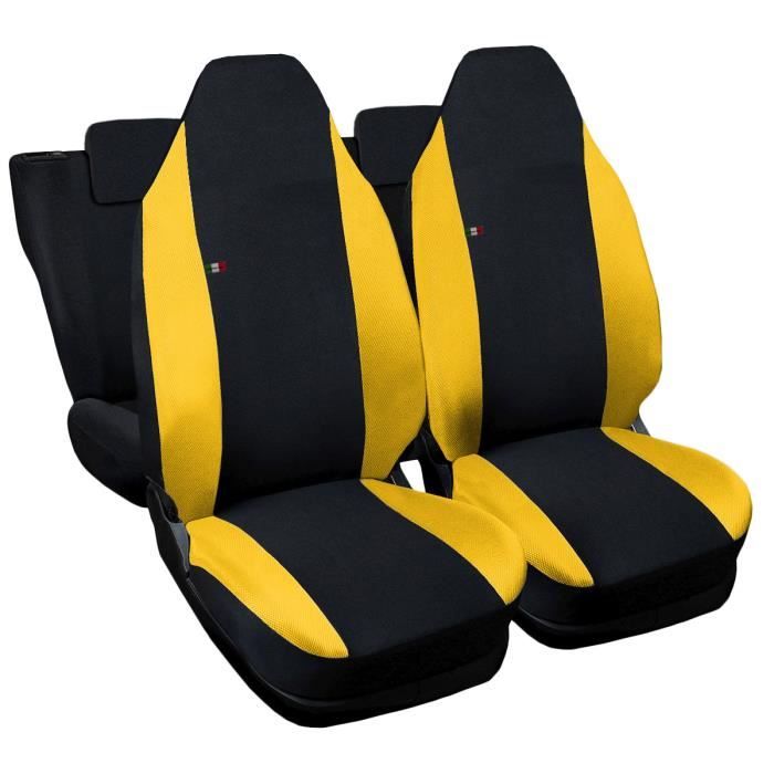 Housses De Siège Auto Rebeca Shop Pour Peugeot 207 | Set Avant/Arrière | Logo Brodé | Compatible Airbag | Noir/Gris Clair