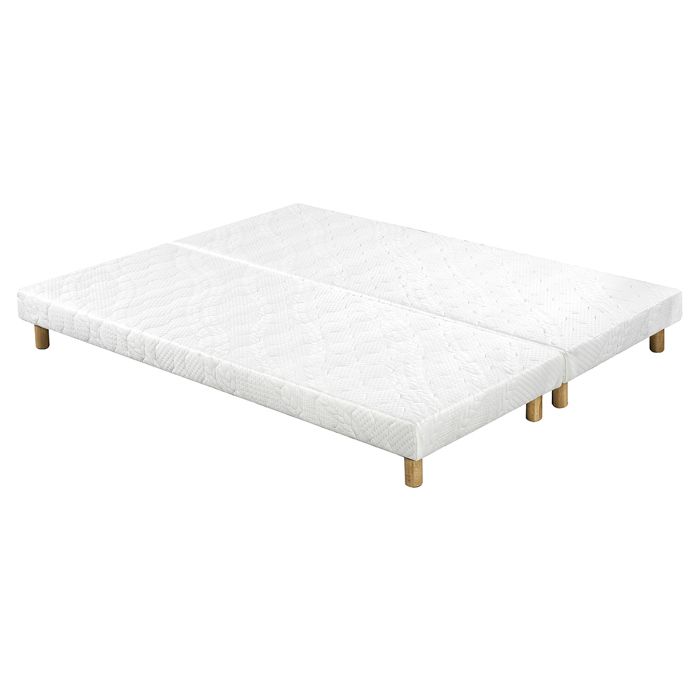 Miliboo - Sommiers tapissiers tissu blanc pieds bois 90 x 200 cm (lot de 2) JAMI Miliboo - Sommiers tapissiers tissu blanc pieds bois 90 x 200 cm (lot de 2) JAMI