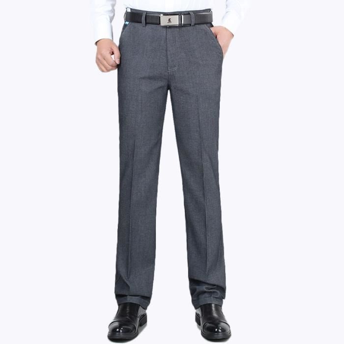 Pantalon De Ville Homme Pantalon De Taille Haute Et Amples En Couleur Unie Vetements D Ete Gris Fonce Cdiscount Pret A Porter