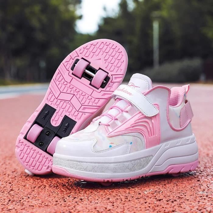 chaussures à roulettes pour enfants - wyd - baskets de sport - rose - mixte - synthétique