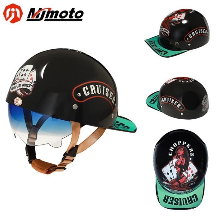 Demi-casque Ultra-léger Moto/scooter – Classique, Unisexe Homme/femme, Noir, Neuf