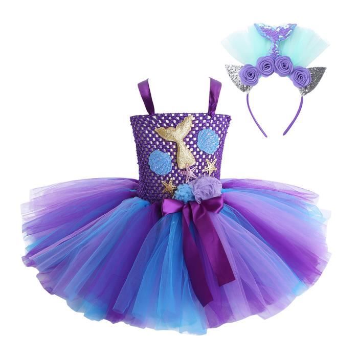 Enfant Fille Robe Sirène Mermaid Queue Tutu Robe Danse Patinage Robe  Princesse Sans Manches Carnaval Serre-Tête Sirène 2-12 Ans Violet Violet -  Cdiscount Prêt-à-Porter