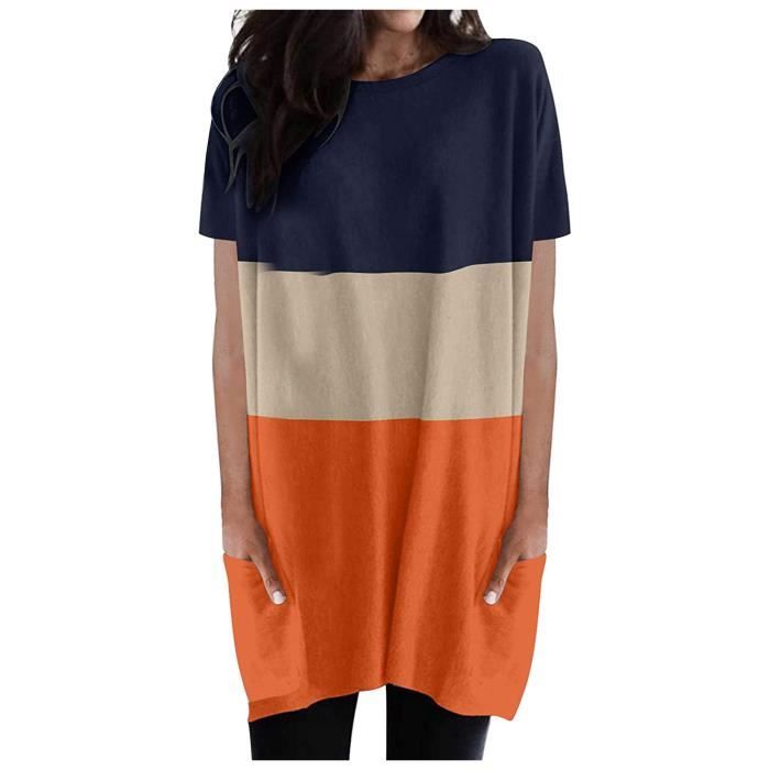 Tunique Ample En Coton Aller Simplement - Taille 38, Multicolore, Manches Courtes Col V, Neuve Avec étiquette