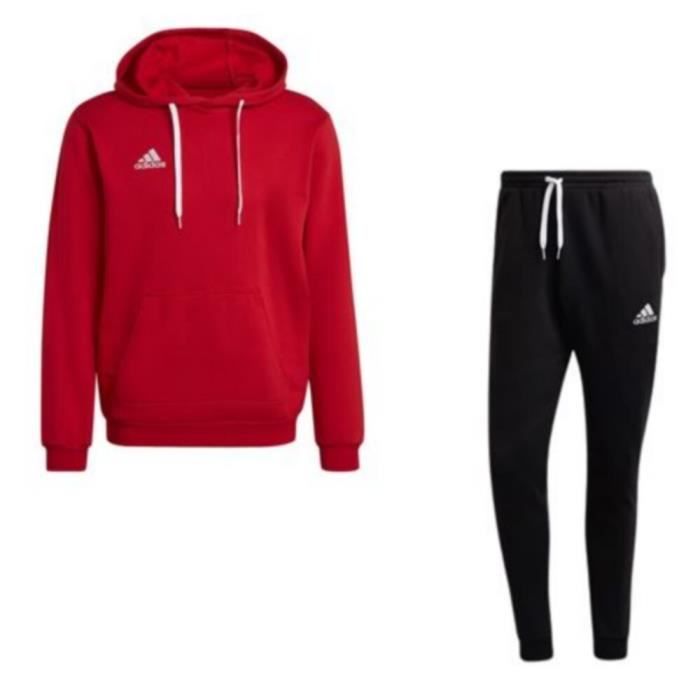 Jogging Polaire Rouge et Noir Adidas Homme - Manches Longues - Multisport - Respirant
