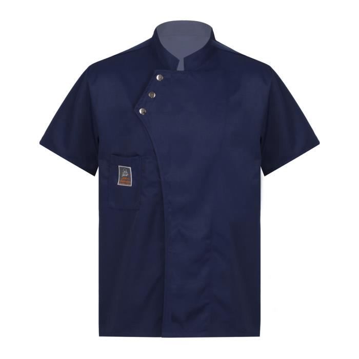 Veste De Cuisine Pour Homme - Col Montant, Manches Courtes - Pour Chefs, Restaurants, Métiers De Bouche
