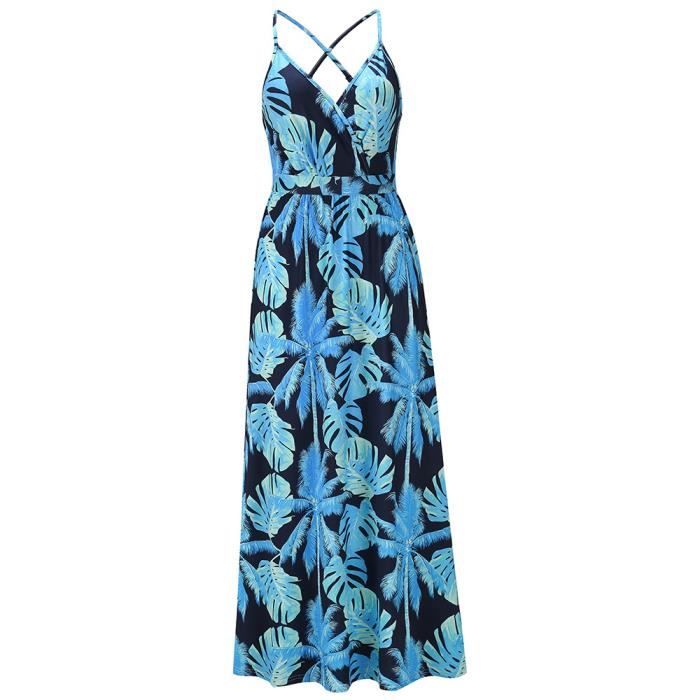 Robe D'été à Bretelles Pleias Taille 2 - Motif Floral Rose Jaune Violet - 100% Polyester