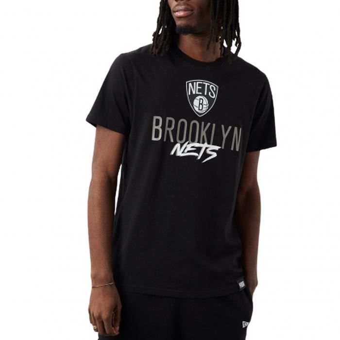 New Era - T-shirt NBA Script - Brooklyn Nets (Noir - L)