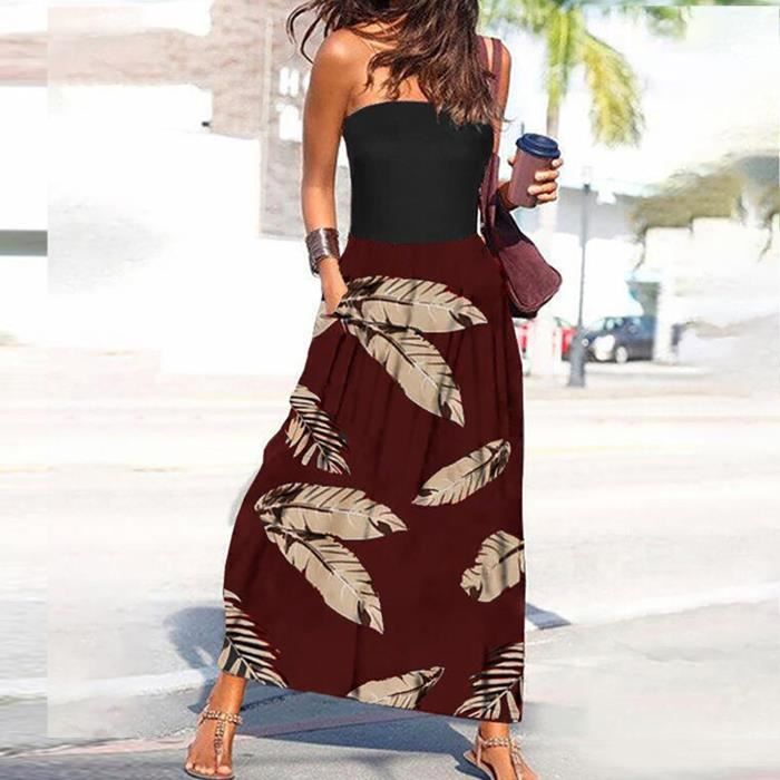 Robe D'été Femme Trapèze Sans Manches - Imprimé Floral, Taille élastique - Pour Plage, Vacances, Sortie - 3