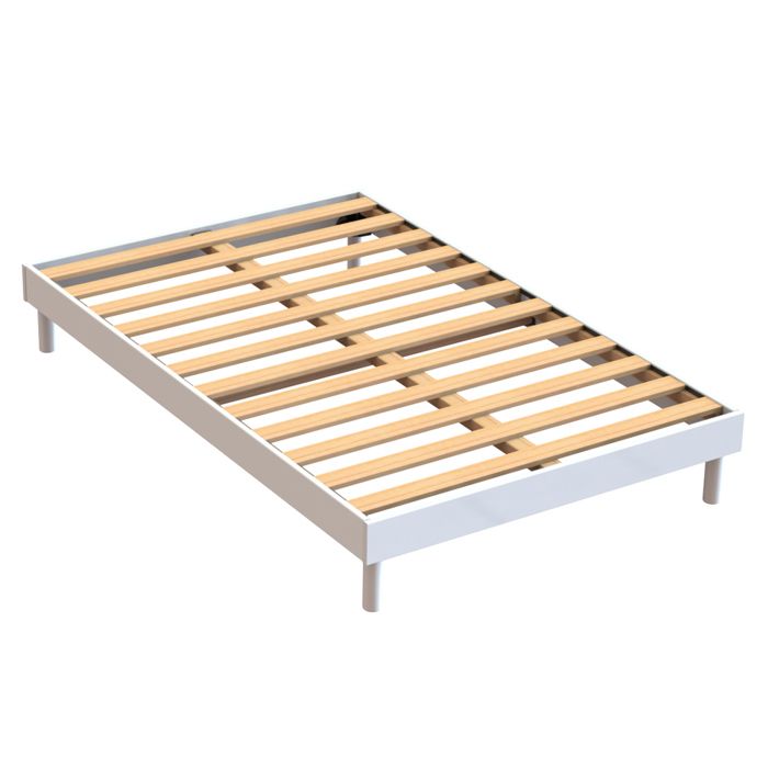 Sommier à Lattes 140x200 Cm Sur Pieds – 40 Lattes En Bois, Ultra Confortable Et Robuste Pour Lit 2 Places
