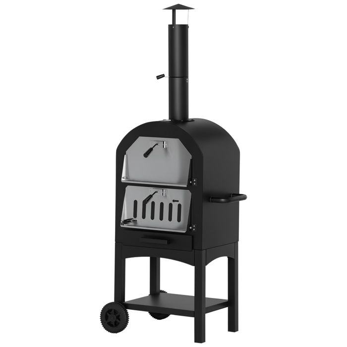 Outsunny - Four à pizza extérieur - Acier - 63x54x161cm - Noir