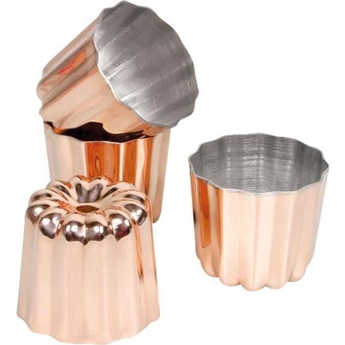 PATISSE Lot de 4 moules à cannelés 4.5 cm en cuivre