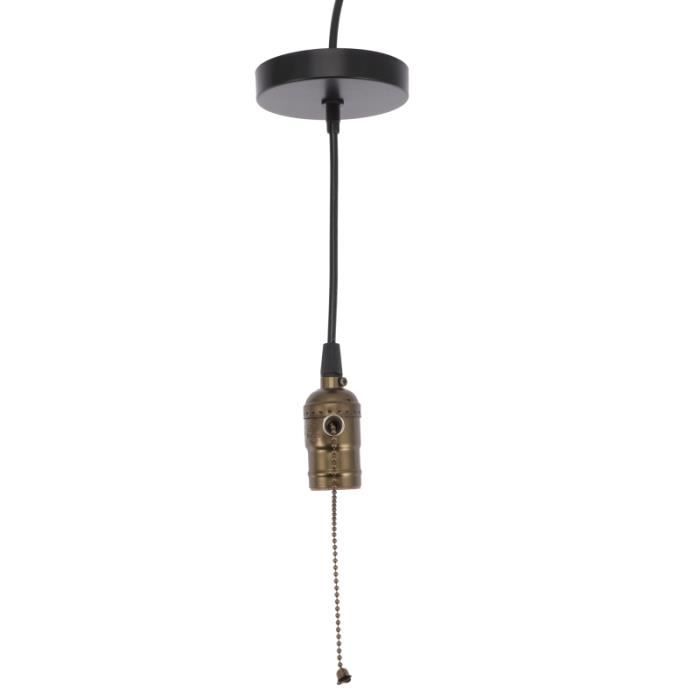 Suspension Vintage V-TAC E27 – Métal Et Verre Ambre, Design Rétro