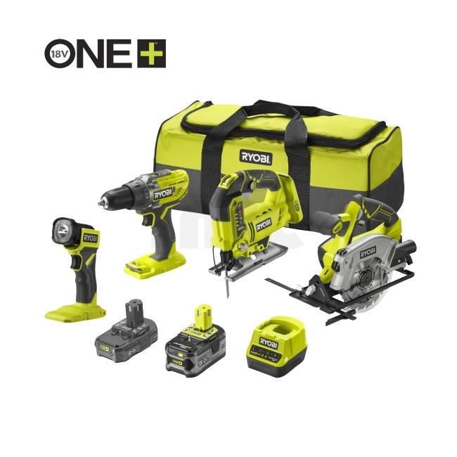 Pack de machines 18V Ryobi RCK184A 252 avec sac de transport et 2 batteries et chargeur