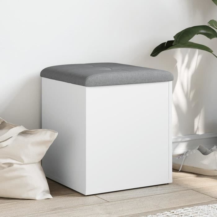 Banc de rangement - SALUTUYA - BD0866 - Bois dingénierie - 42x42x45 cm - Coussin gris clair