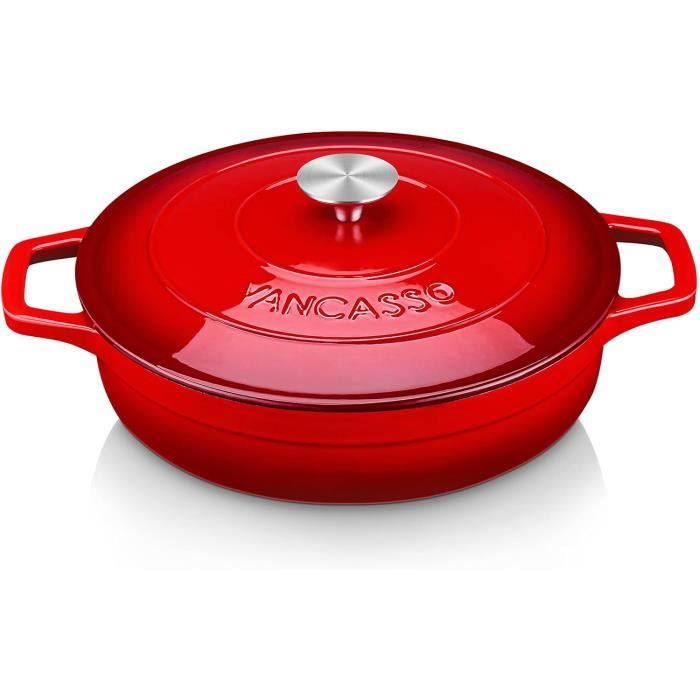 Casserole Fonte Émaillée 20 Cm Avec Couvercle – Rouge – Induction – Taste Drop Technology – Les Cocottes OuiChef Galileo
