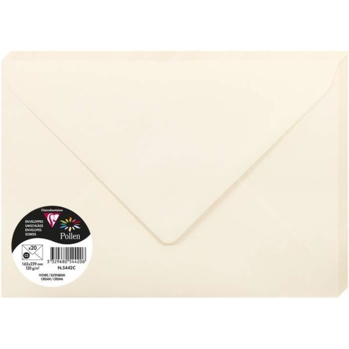 Enveloppes Gommées Clairefontaine Pollen - 20 Pièces 14x14cm - Vert Menthe 120g/m² - Premium Made In France