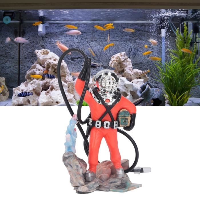 Meilleurs prix pour SURENHAP ornement d'aquarium de plongeur Décoration d'aquarium de plongeur aérateur à action d'air animalerie figurine Rouge