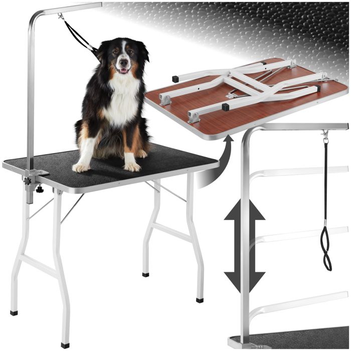 Tectake Table De Toilettage Pliante Avec Sangle De Maintien Et