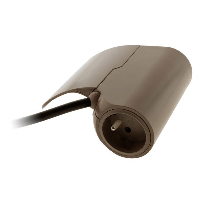 Multiprise canapé 1 prise 2P+T 16A + 2 USB - marron - Thomson Multiprise canapé 1 prise 2P+T 16A + 2 USB - marron - Thomson