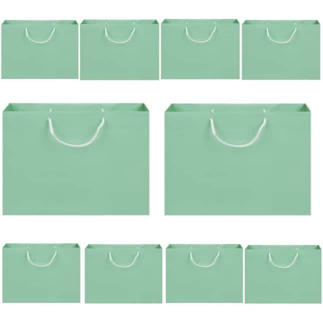Lot De 10 Sacs Cadeau Noël En Kraft – 21x15x8 Cm Avec Poignée – Emballage Cadeau Festif