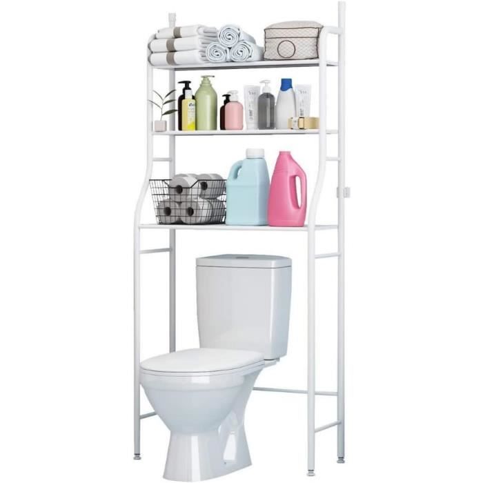 Meuble Salle De Bain Sur WC – En Bois, 2 Compartiments, Hauteur Réglable | Rangement Machine à Laver, étagère Pratique 87,5x18x98 Cm - 13