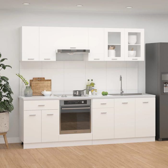Ensemble de meubles de cuisine - VIDAXL - Blanc - Aggloméré - 8 pièces Ensemble de meubles de cuisine - VIDAXL - Blanc - Aggloméré - 8 pièces