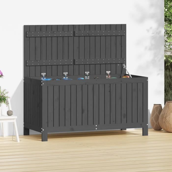 vidaXL Boîte de rangement de jardin Gris 121x55x64 cm Bois de pin 823845