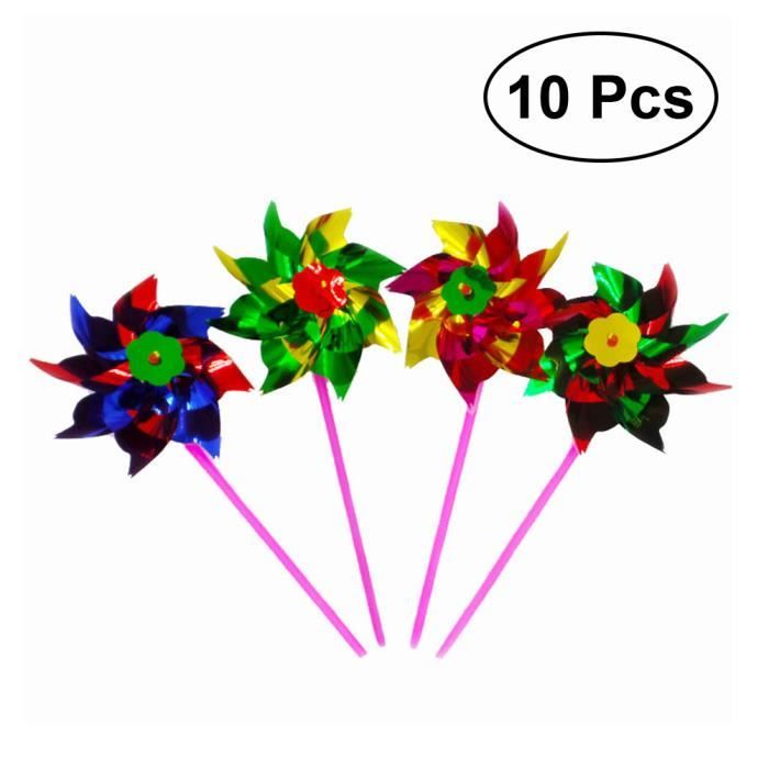 Lot De 6 Moulins à Vent Colorés Pour Enfants - Jouets De Plein Air Multicolores - Décorations Jardin Et Pelouse - Idéal Anniversaire Et Fête