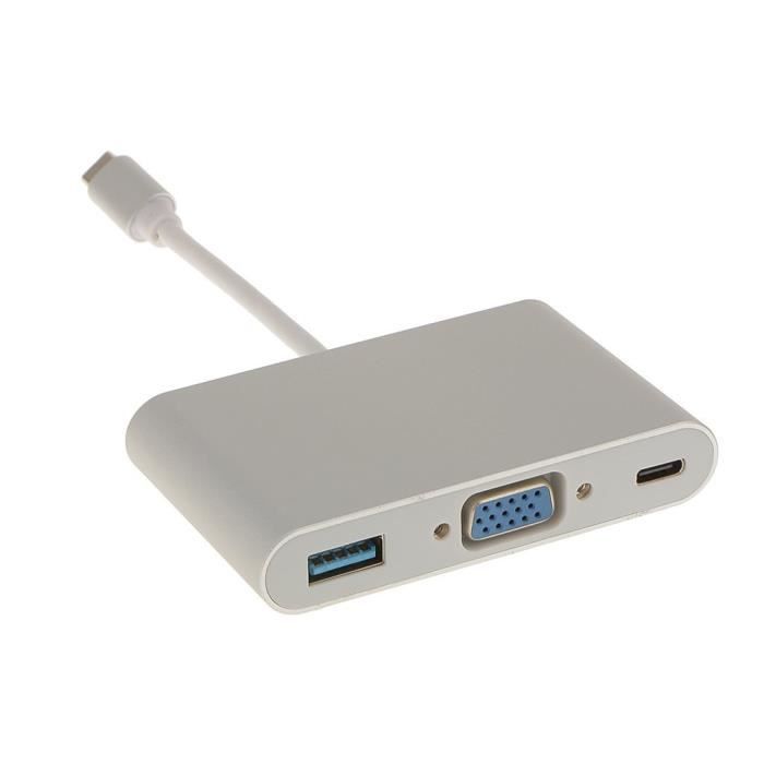 VSHOP® USB C Multiport Chargeur Adaptateur-USB 3.1 Type-c vers VGA & USB  3.0 Port Hub Câble de Charger pour Nouveau Apple MacBook