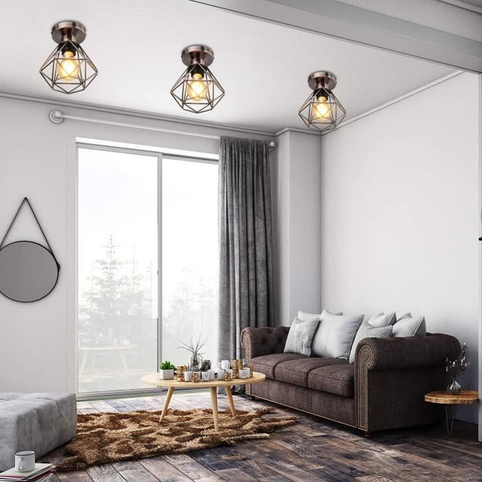 Homoyoyo Abat-jour Rétro En Fer Pour Plafonnier En Forme De Diamant