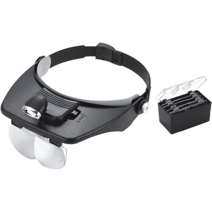 Loupe Frontale LED Powcan - 5 Lentilles 1X-3.5X + 8X - Réglable - Pour Réparations & Artisanat