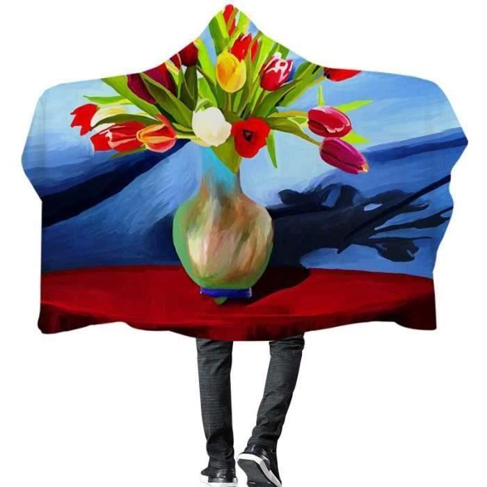 XiaoLD-Couverture à Capuche Pour Enfants Adultes Hiver Douce Chaud Couverture Imprimé Chat 59 X