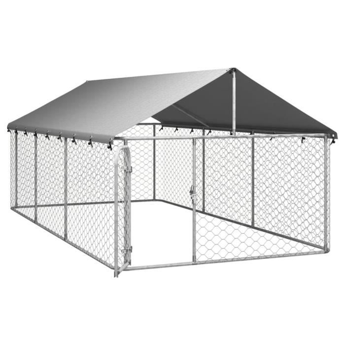 Meilleurs prix pour Zerodis Chenil extérieur avec toit pour chiens 400x200x150 cm RE388