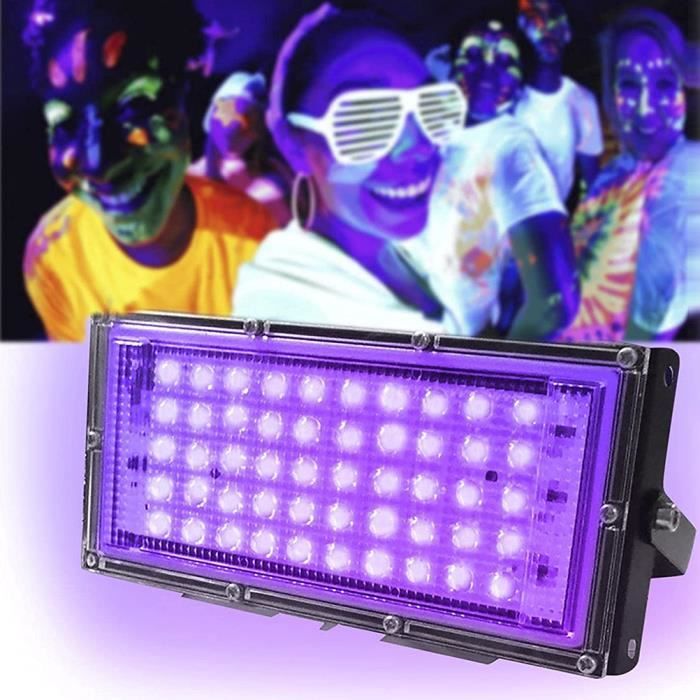 Projecteur Lumière Noire 100W LURICO - LED UV Étanché IP66 Rechargeable Solaire - Halloween & Fêtes