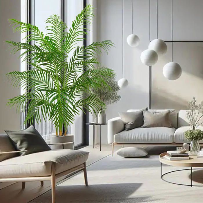 Lot De 2 Palmiers Artificiels Areca De 80 Cm - Faux Palmier Tropical - Dypsis Lutescens - Plantes En Pots Pour Maison, Bureau, Balcon, Décoration Intérieure Et Extérieure