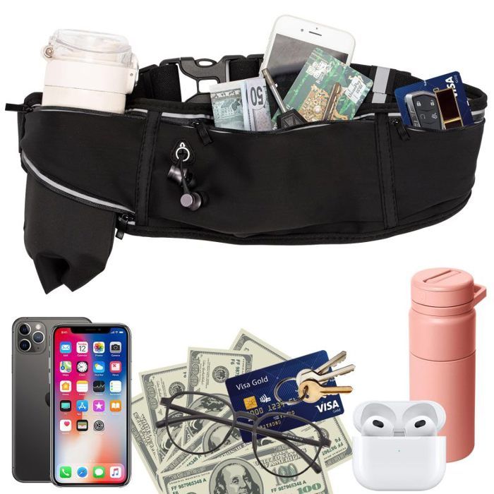 Ceinture Running Yuaerbuo – Sac Banane Pour Téléphone Jusqu’à 7,2 Pouces, élastique 60-140 Cm, Réfléchissant