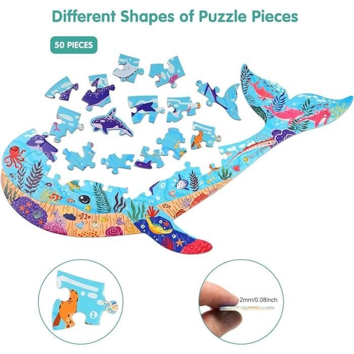 Puzzle Enfant, 50 Pièces Puzzle Animaux Enfant, Jouet éducatif Enfant, pour  Fille et Garçon de 4 5 6 7 8 9 10 Ans whale - Cdiscount Jeux - Jouets