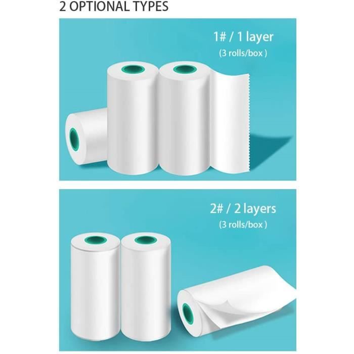 Acheter 3 rouleaux de papier thermique autocollant ensemble de rouleaux de papier  thermique 57x3 0mm/2.17x1.18in impression de mémo de reçu d'image Photo
