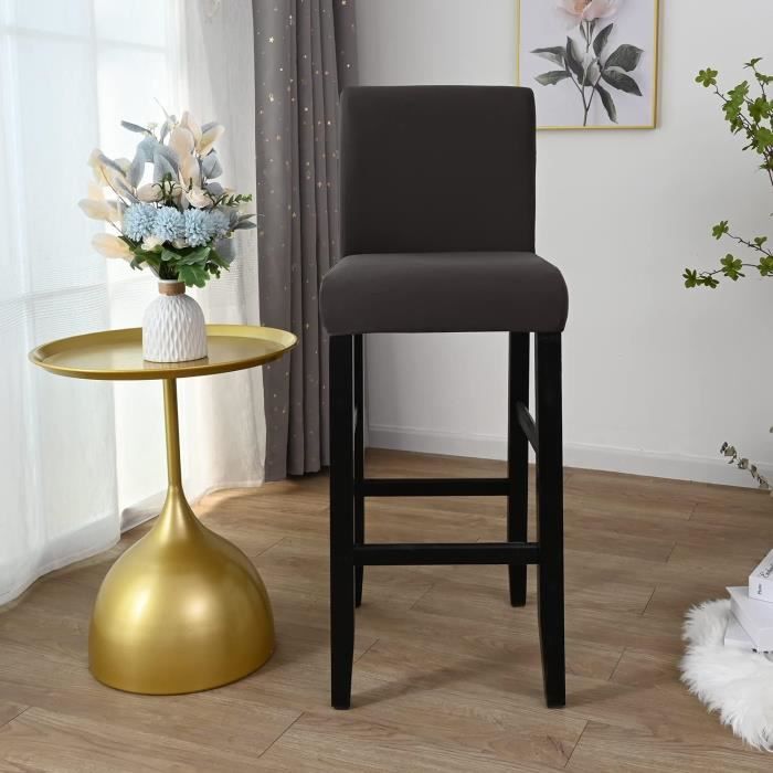 Housses De Tabouret De Bar Lot De 4 Noir - Extensible Polyester/Spandex - Pour Chaises Hautes 38-48cm - Protection