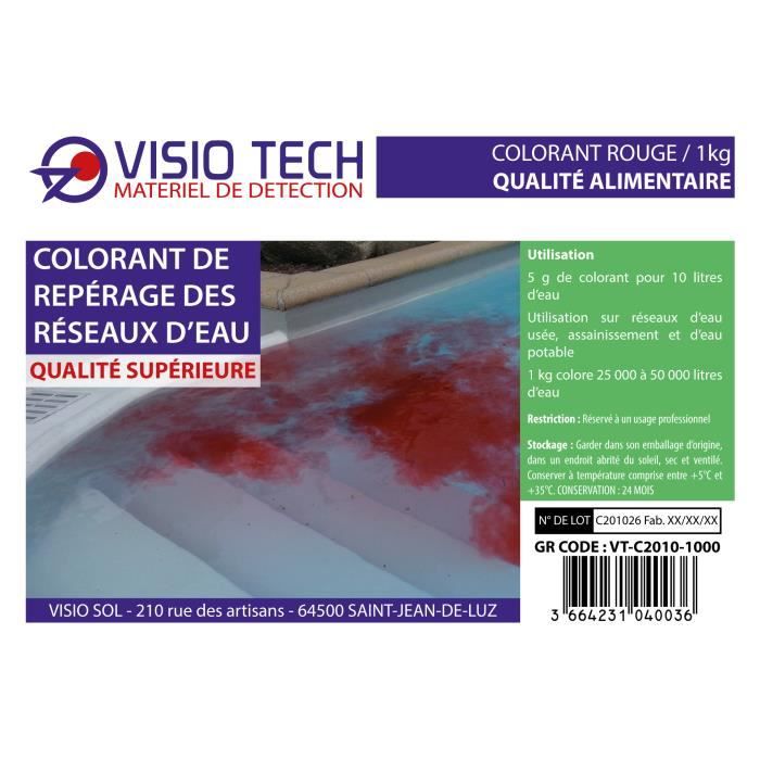 VISIO TECH Colorant de repérage ROSE FLUO 1kg, poudre soluble dans l'eau -  Cdiscount Bricolage