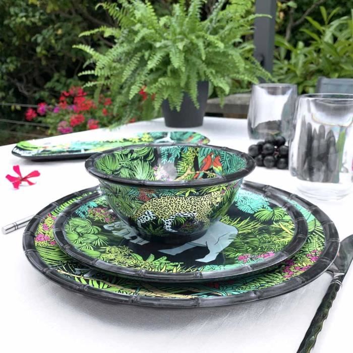 Assiette Plate Mélamine Les Jardins De La Comtesse - Design Perroquets De Bahia Ø28cm | Vaisselle Incassable Colorée