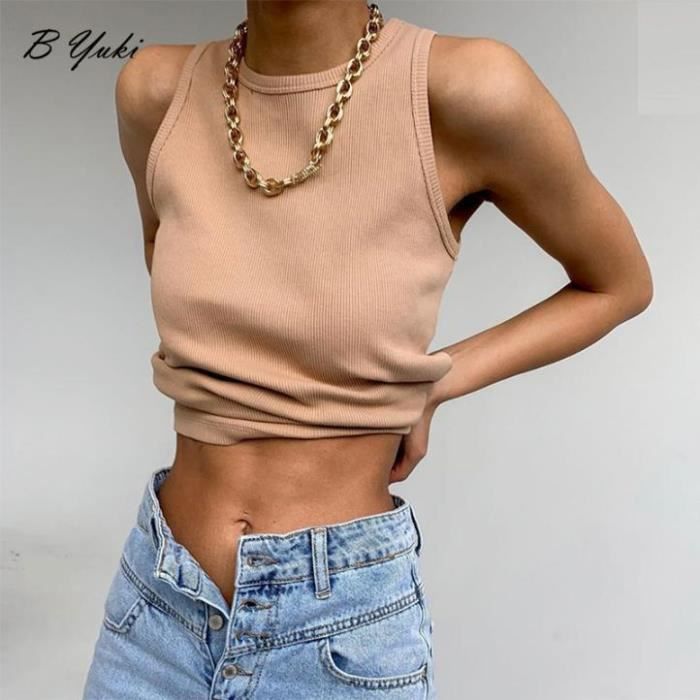 Debardeur Femme Coton Des sports Basique Tricot Couleur Unie