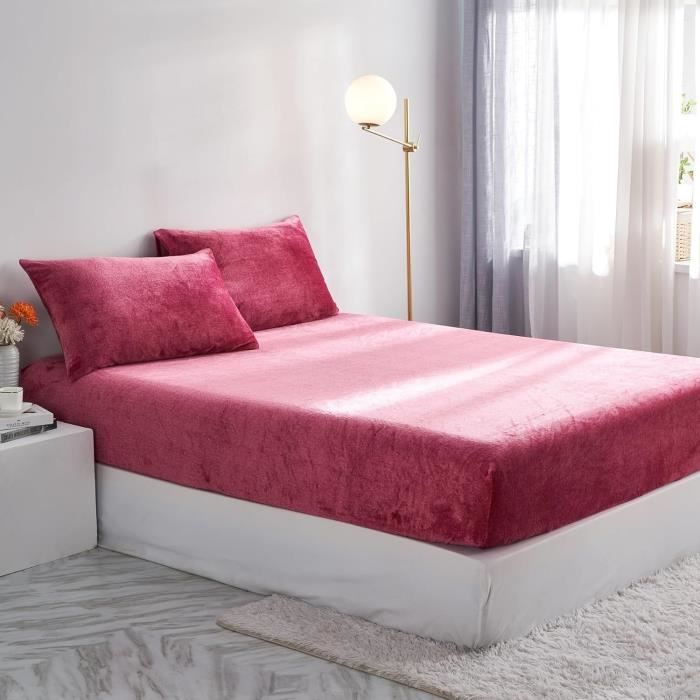 Drap Housse Flanelle 160x200 Cm – Ultra Chaud Cachemire Peluche Beige Crème, Confort Hiver Jusqu'à 30 Cm Matelas