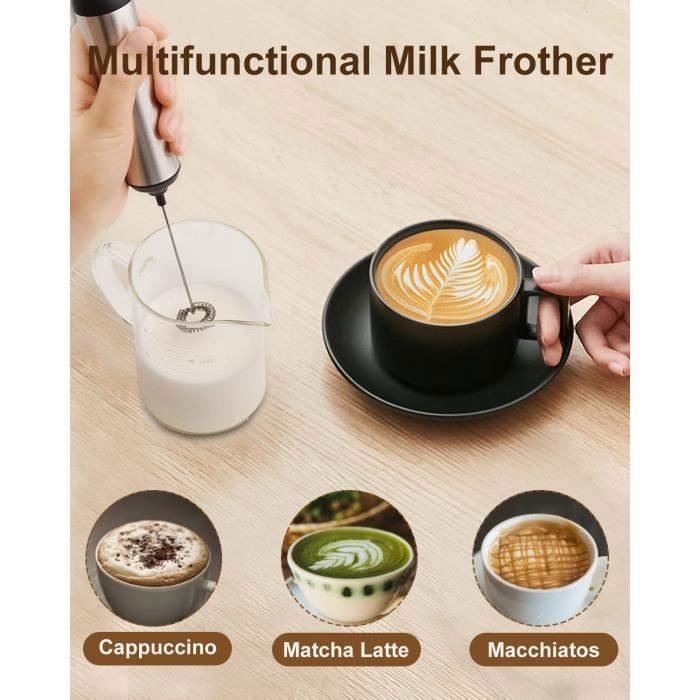 SIMPLETASTE Mousseur à lait électrique 4 en 1, mousseur à lait