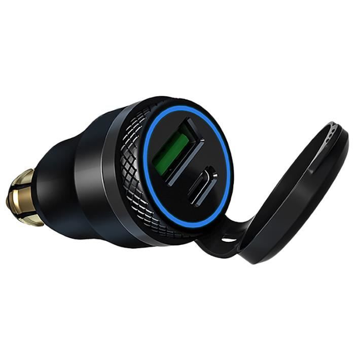 Nettoppo Chargeur Moto Étanché USB-C + USB QC3.0/PD 46W – Prise DIN 12V/24V