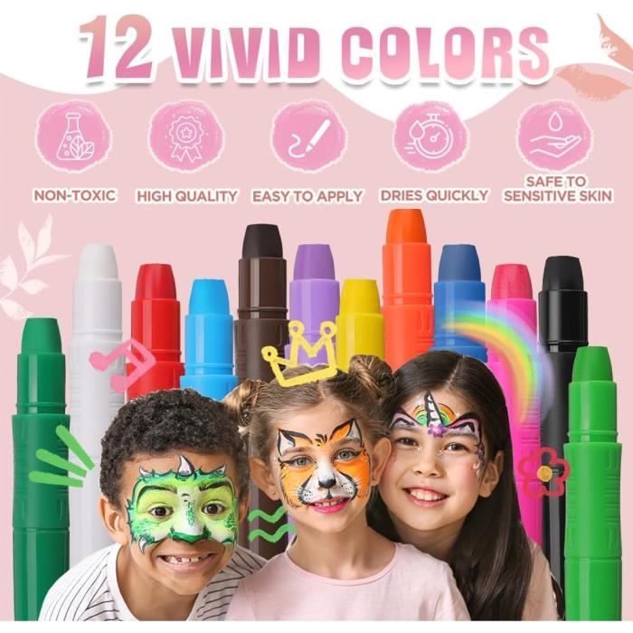 12 Couleurs Crayon Maquillage Enfant, Visage Peinture, Lavable,  Non-Toxique, Peinture Corporelle pour Pâques, Maquillage[S343] - Cdiscount  Au quotidien