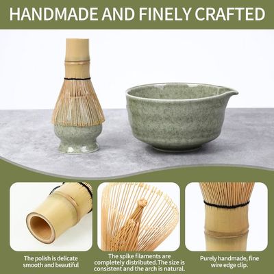 Kit Cérémonie Matcha 5 Pièces - Fouet Bambou, Cuillères, Support, Récipient Poudre, Tamis - Pour Thé Matcha Traditionnel - 7