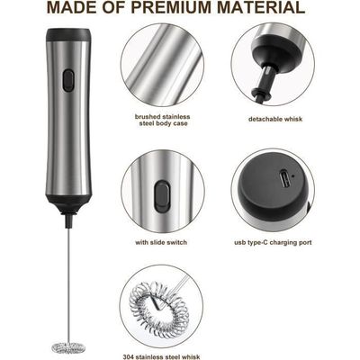 Mousseur à Lait Électrique Rechargeable - 3 Vitesses, Portable, Pour Cappuccino, Chocolat, Œufs Et Boissons